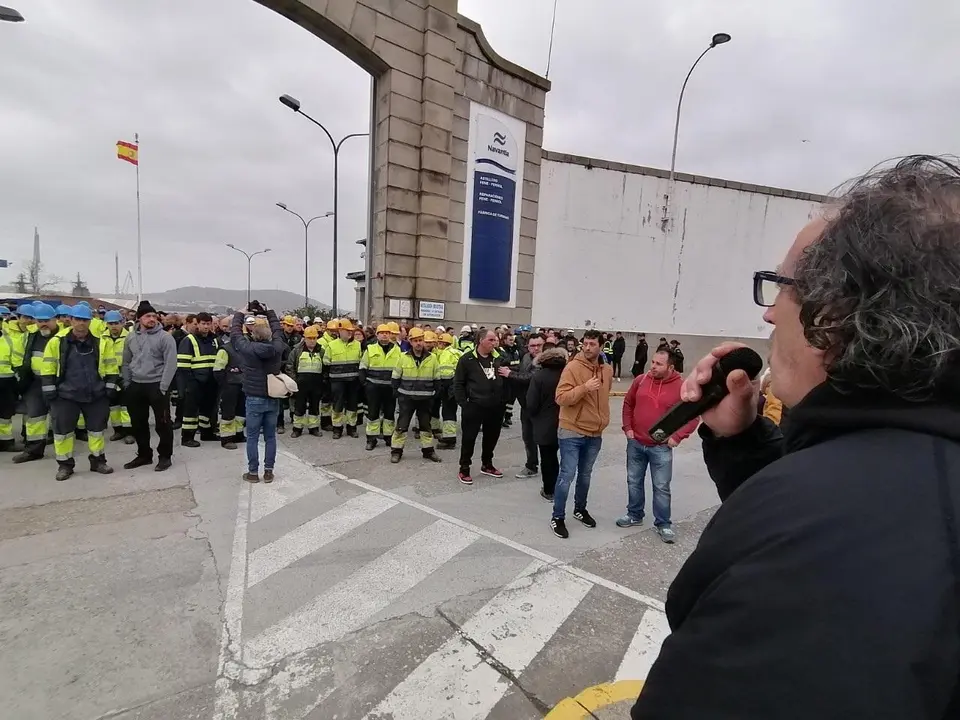 Protesta en el astillero ferrolano. - EP