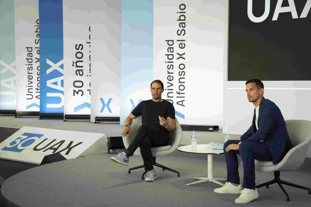 Rafa Nadal durante su intervenci&oacute;n en la UAX. - UAX