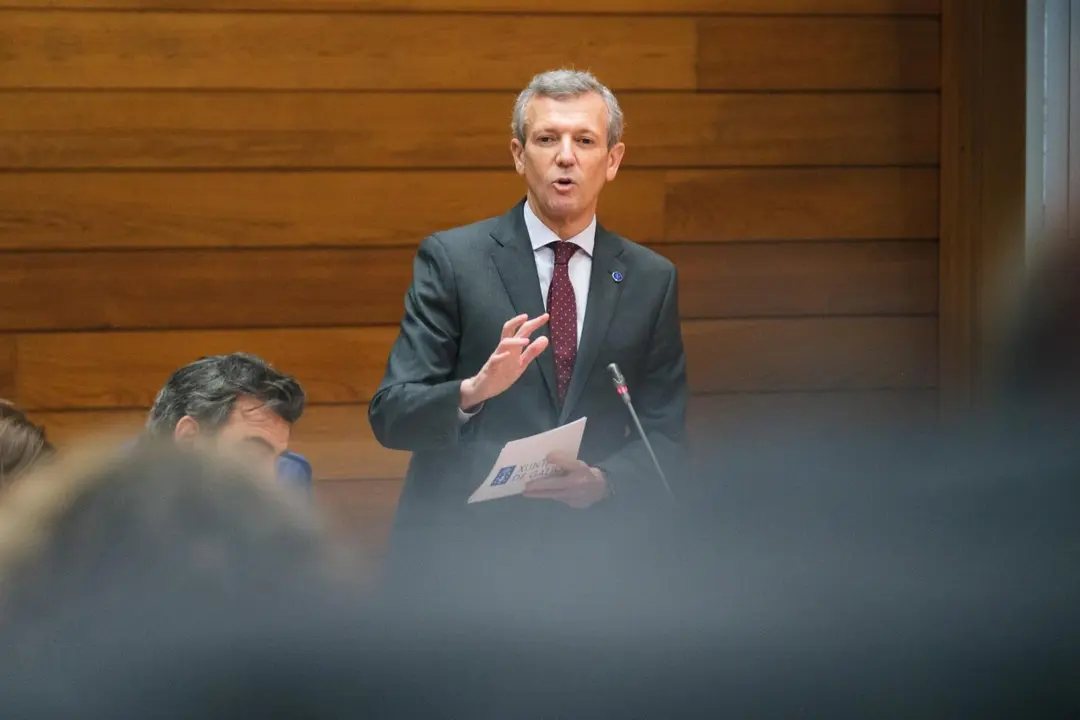 El presidente de la Xunta, Alfonso Rueda, en la sesi&oacute;n de control. - Europa press