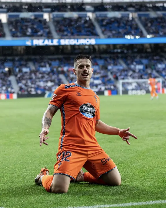 Alfon celebra su gol en el Real Sociedad-Celta. - @RCCelta / X