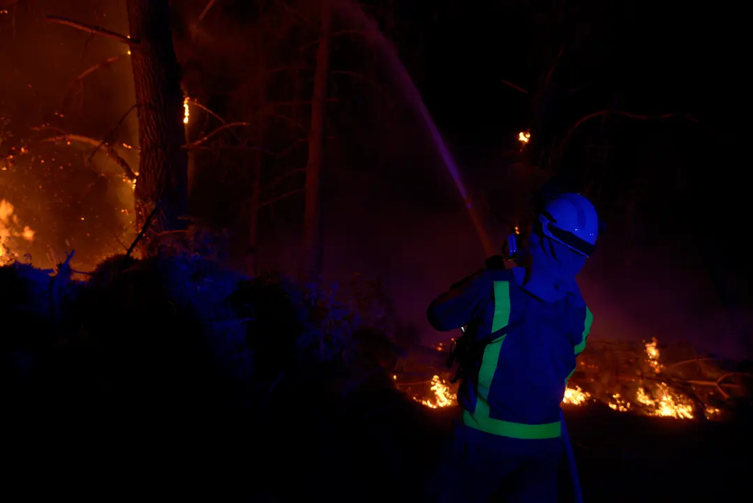 Bomberos forestales tratan de extinguir el fuego en Vences | Rosa Veiga / Europa Press