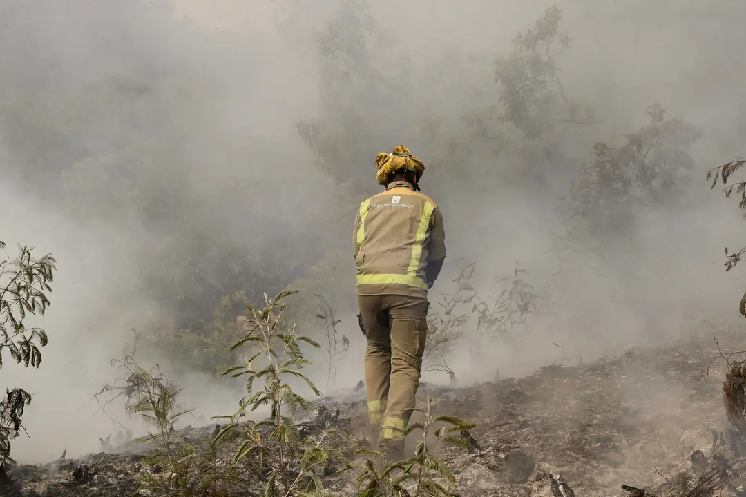Efectivos de emergencias realizan labores de extinci&oacute;n de un incendio.
- Carlos Castro - Europa Press