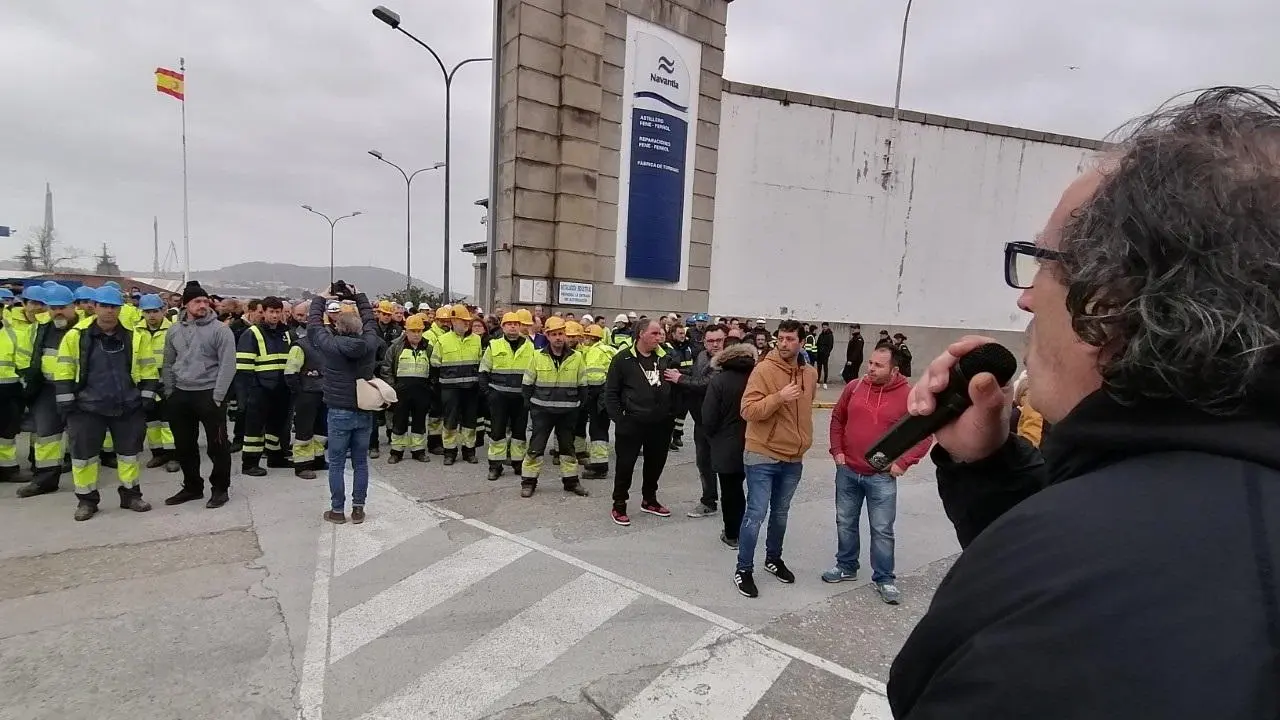 Protesta en el astillero ferrolano. - EP