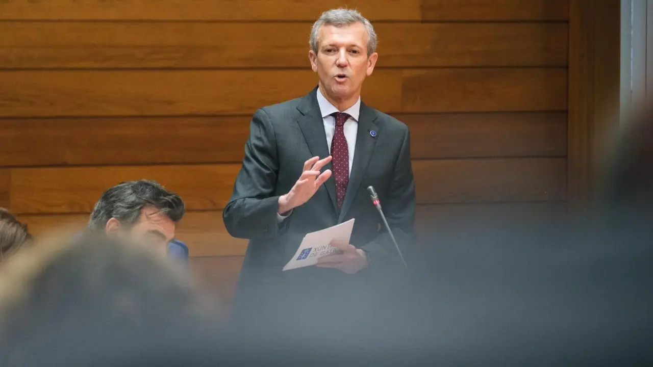 El presidente de la Xunta, Alfonso Rueda, en la sesi&oacute;n de control. - Europa press