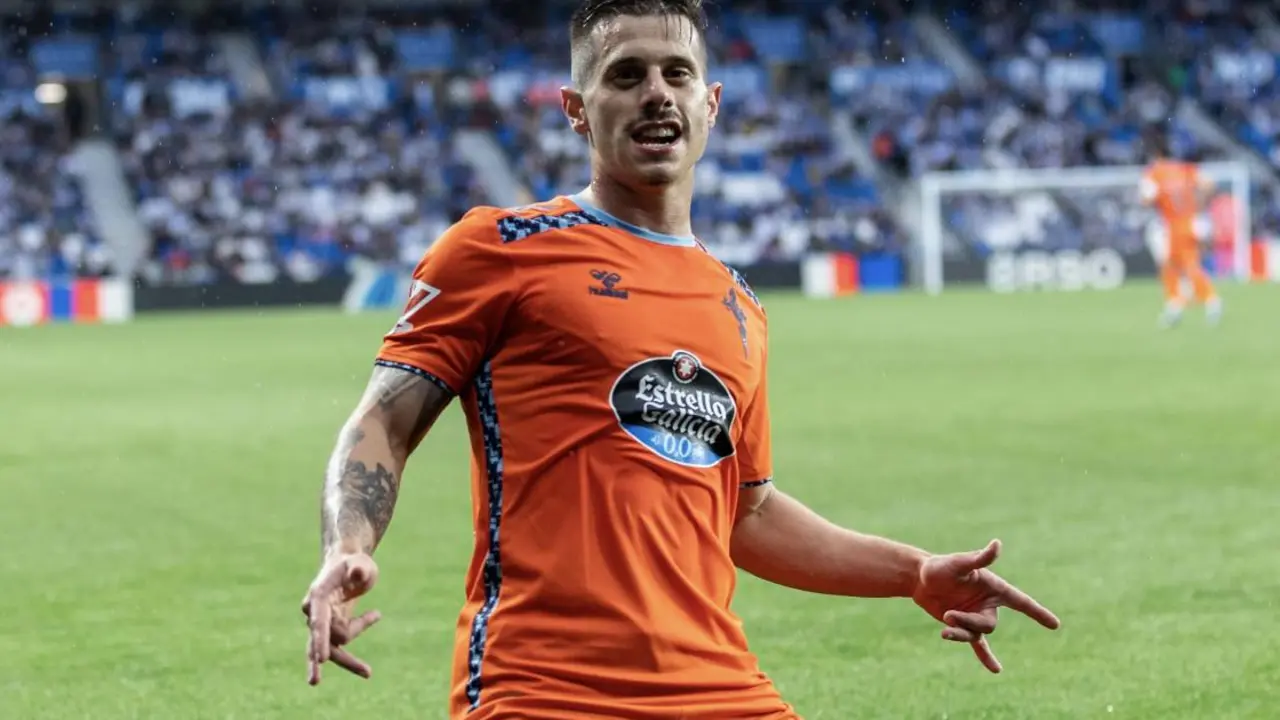 Alfon celebra su gol en el Real Sociedad-Celta. - @RCCelta / X