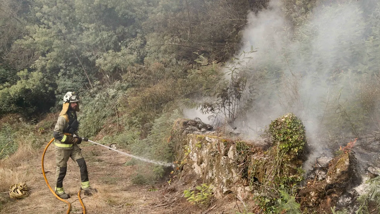 Efectivos de emergencias realizan labores de extinci&oacute;n del incendio de Pant&oacute;n.
- Carlos Castro - Europa Press