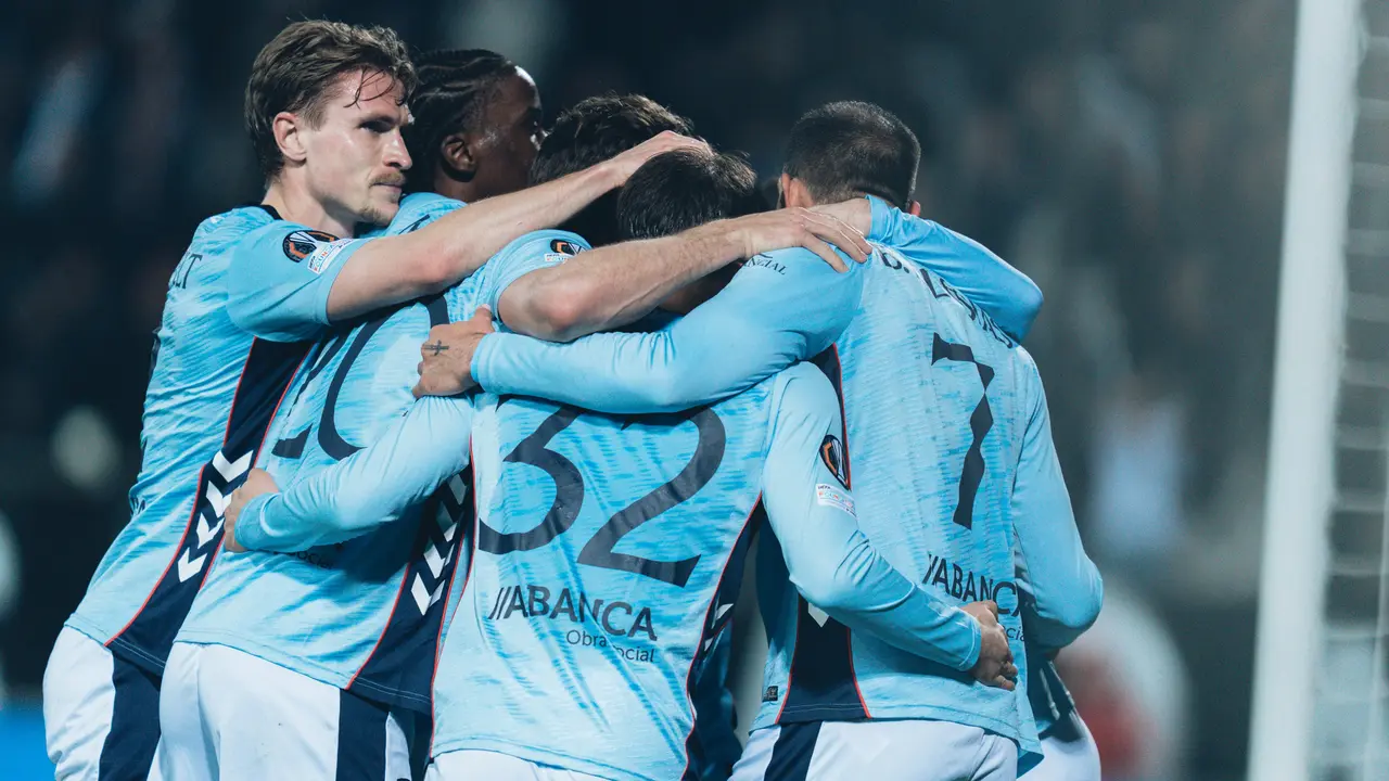 El Celta celebra uno de sus goles al PAOK de Sal&oacute;nica | @RCCelta / X