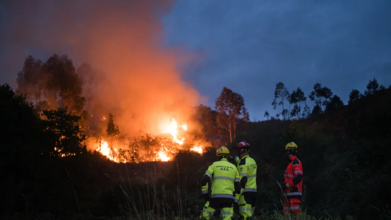 Bomberos trabajan en las tareas de extinci&oacute;n del incendio forestal. | Europa Press.